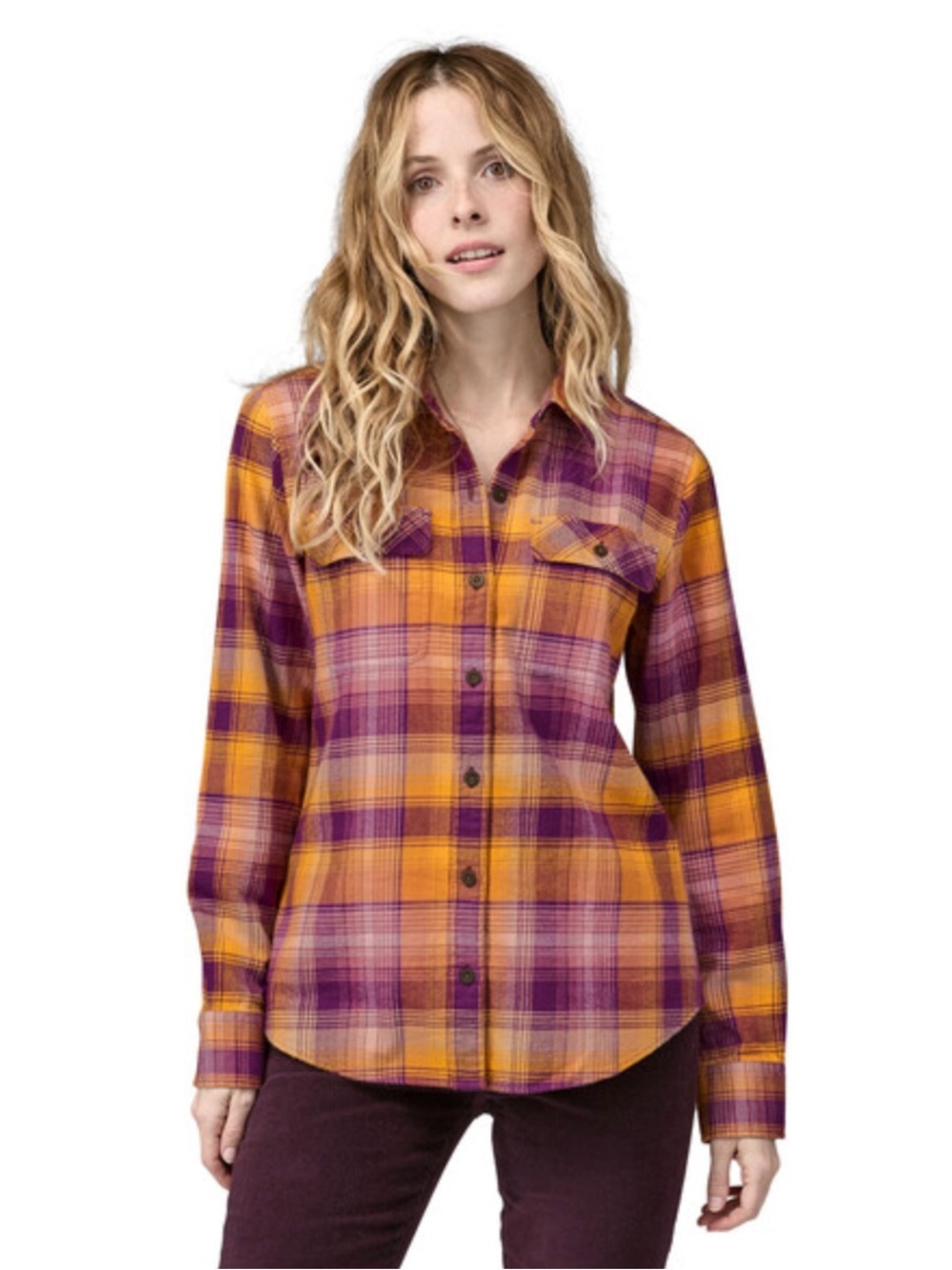 Patagonia - Organic Cotton Midweight Fjord Flannel Shirt - Sun Rays: Night Plum
